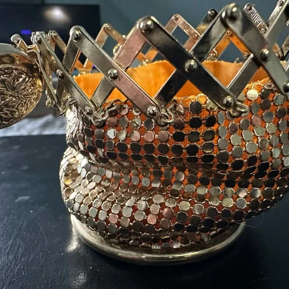 Rare Vintage Art Deco Whiting & Davis Gold Mesh Beggars Bag/Gate Top Coi… - Picture 7 of 14